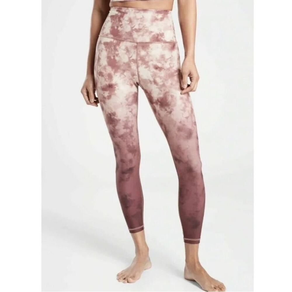 Athleta Elation Printed 7/8 Tights Pink Ombré Size XXS